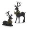 Set of 2 Matte Black Modern Deer with Pine Wreaths – Contemporary Christmas Décor
